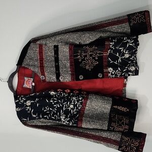 Johnny Was Red and Black Patterned Jacket